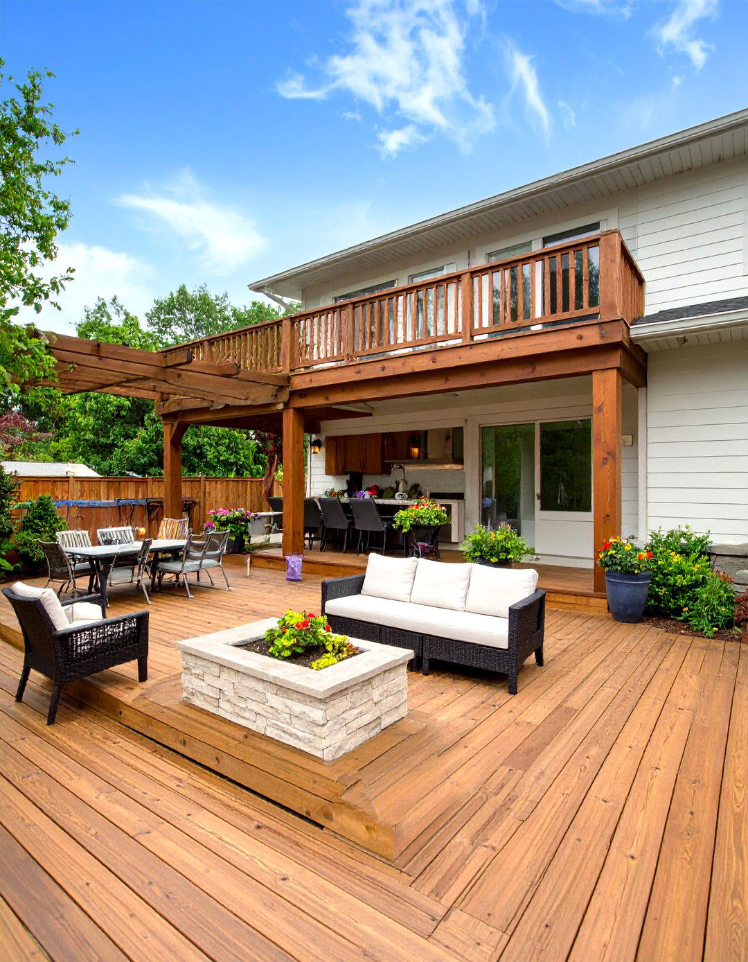 Rustic Patio Wood Deck Multi Level Entertainment Space - 20 Rustic Patio Ideas