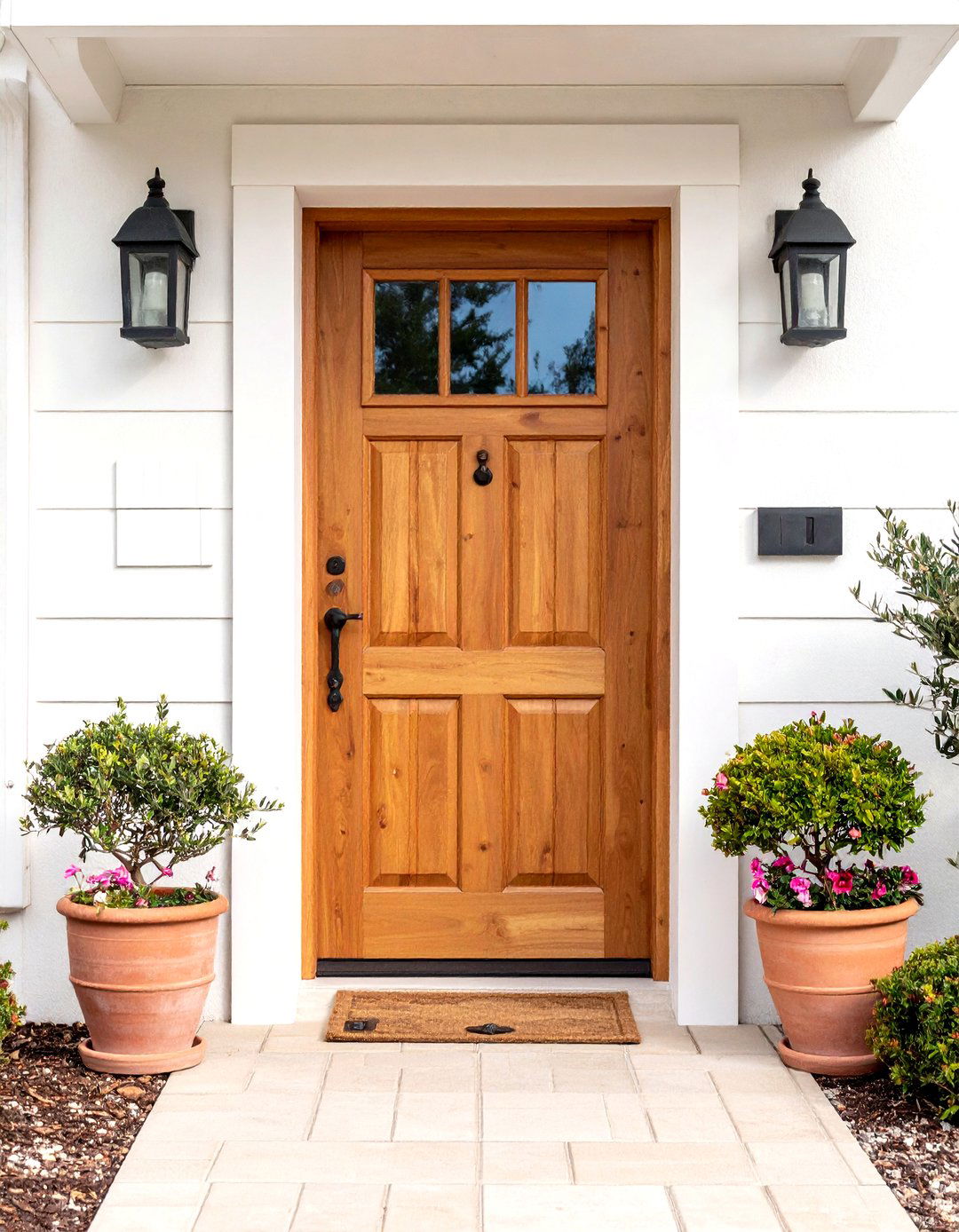 Rustic Plank Mediterranean Front Door with Speakeasy Window - 20 Mediterranean Front Door Ideas