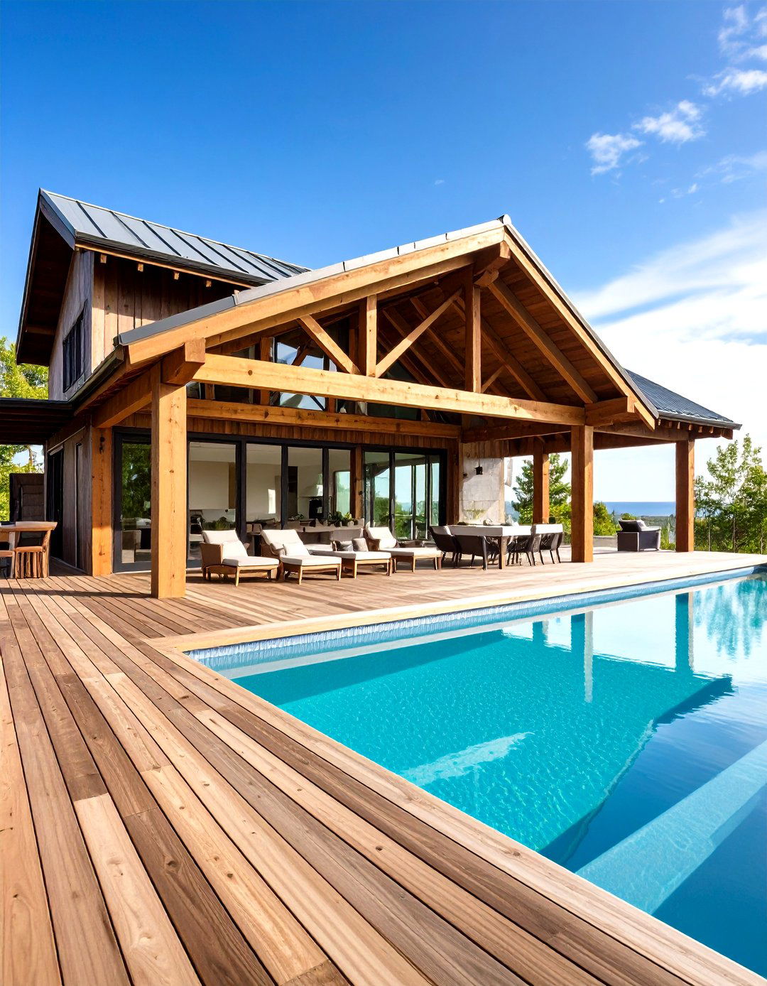 Rustic Pool House with Exposed Beam Ceilings - 20 Rustic Pool House Ideas