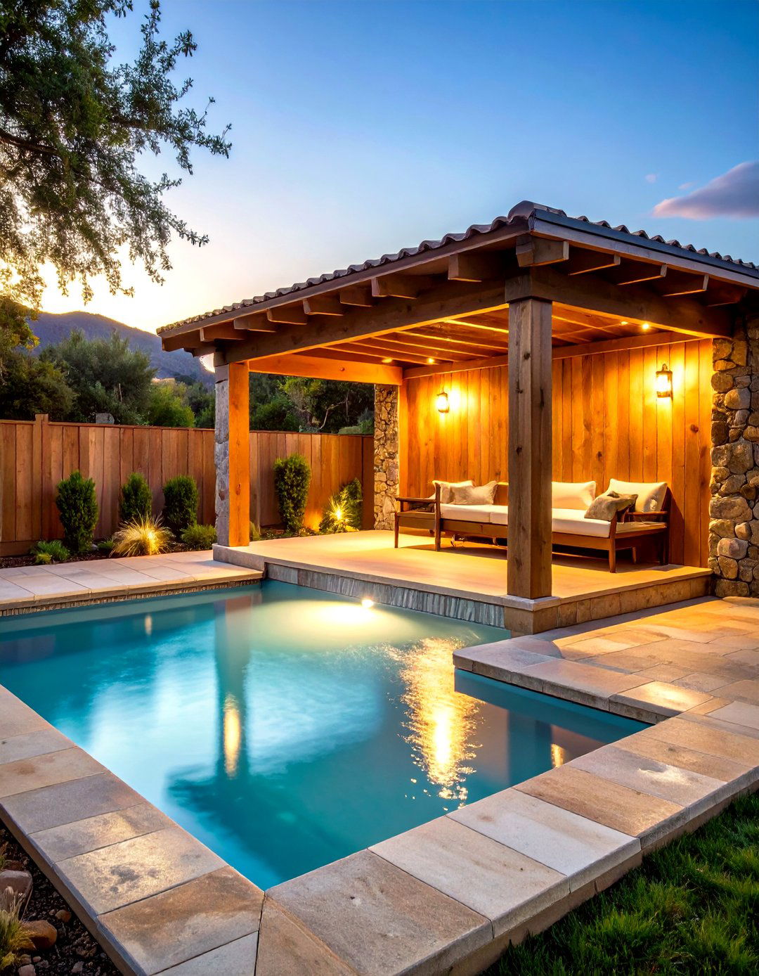 Rustic Pool House with Outdoor Shower and Spa Area - 20 Rustic Pool House Ideas