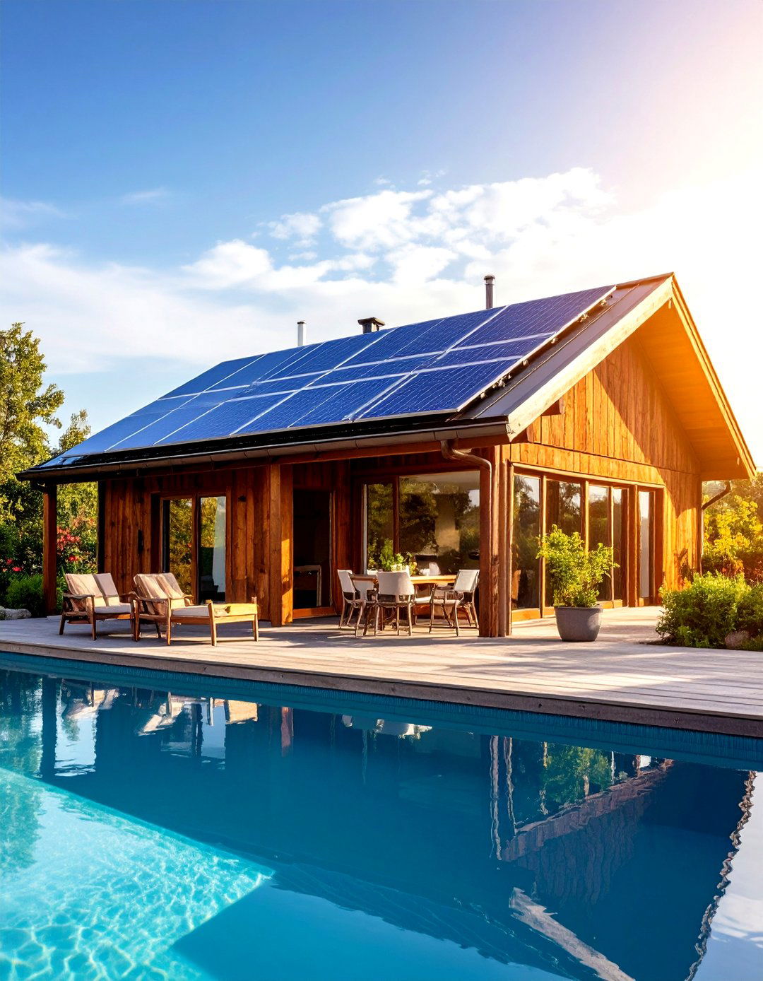 Rustic Pool House with Solar Power Integration - 20 Rustic Pool House Ideas