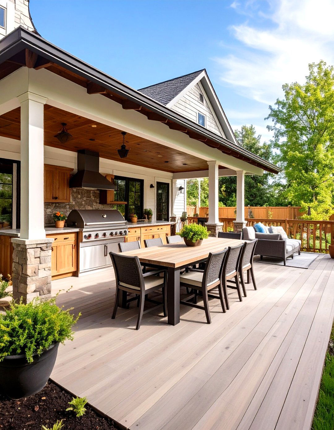 Rustic Porch with Outdoor Kitchen Elements - 20 Rustic Porch Ideas