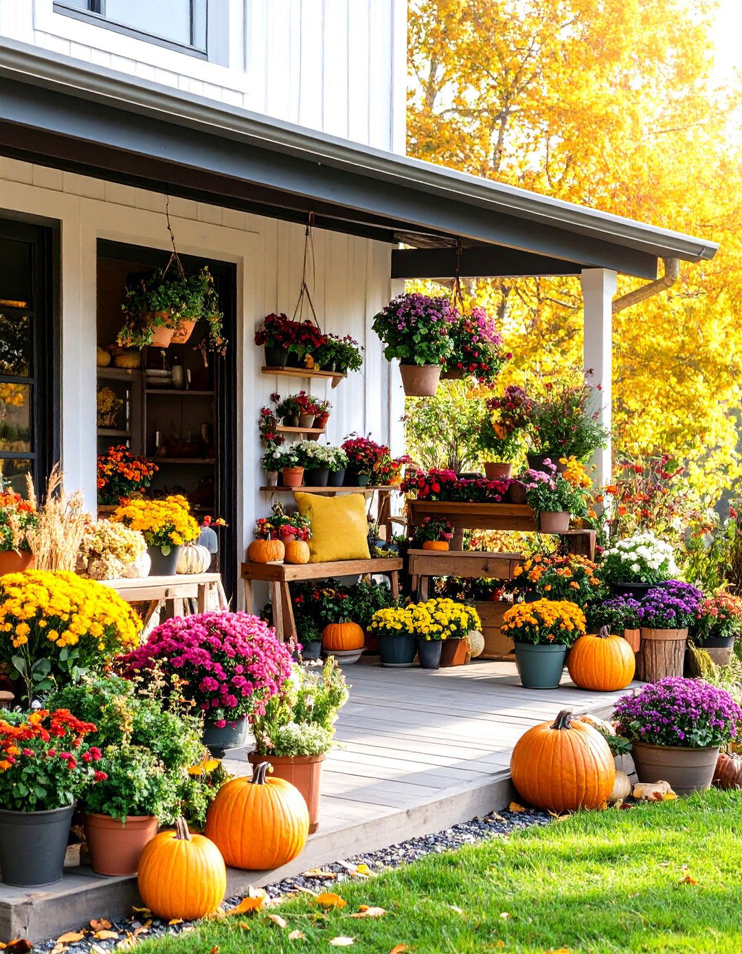 Rustic Porch with Seasonal Display Areas - 20 Rustic Porch Ideas
