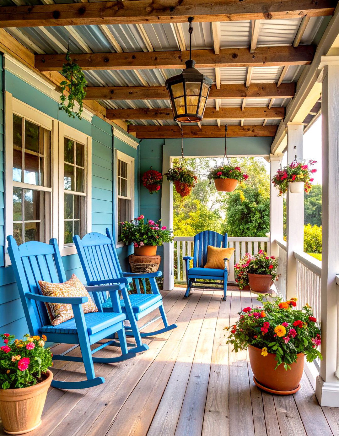 Rustic Porch with Vintage Metal Roofing - 20 Rustic Porch Ideas