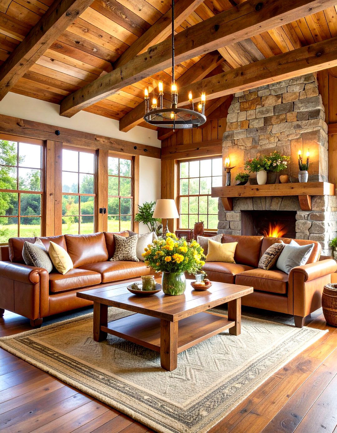 Rustic Primitive Living Room with Reclaimed Wood Features - 20 Primitive Living Room Ideas