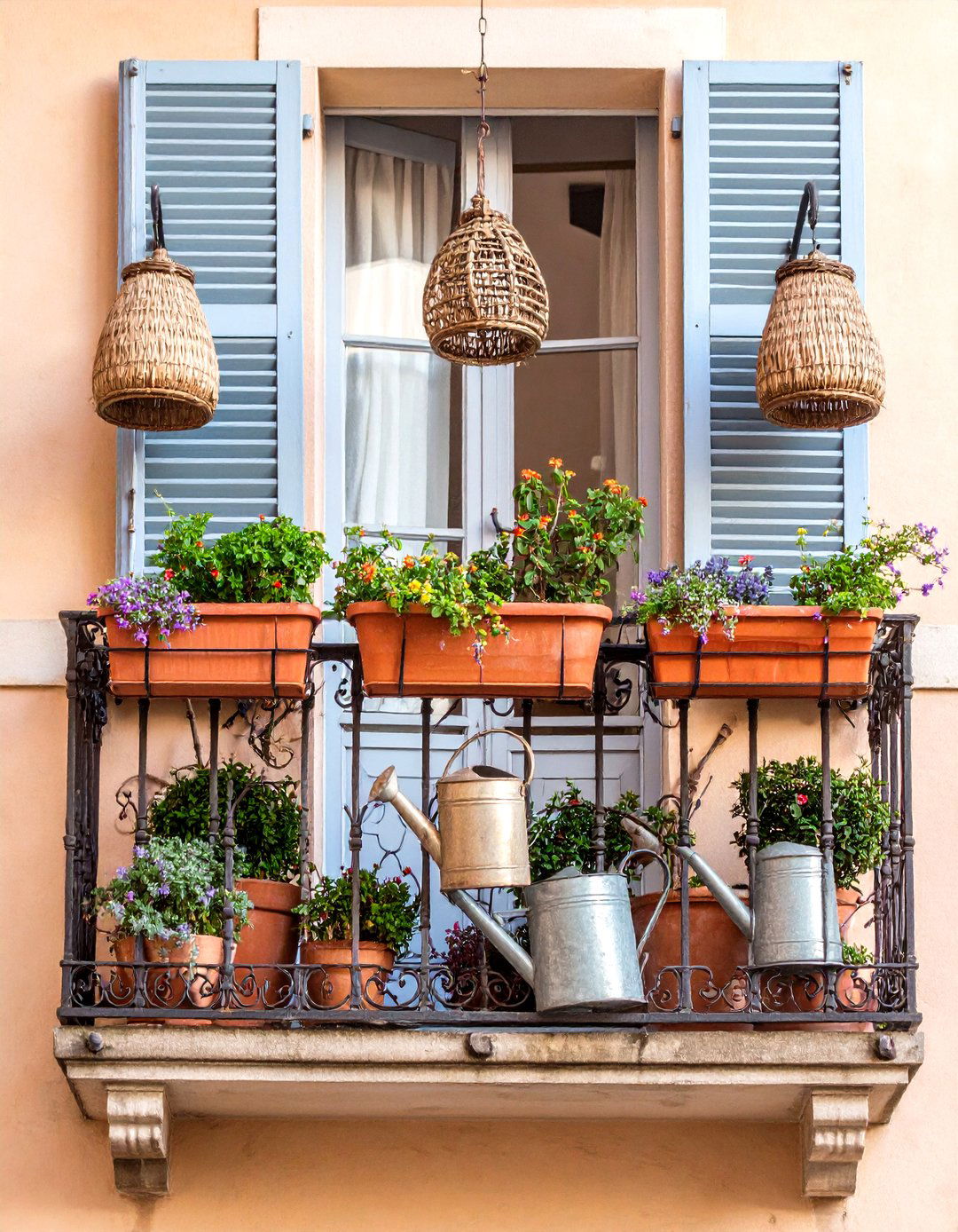 Rustic Provincial Details for a French Balcony - 20 French Balcony Ideas