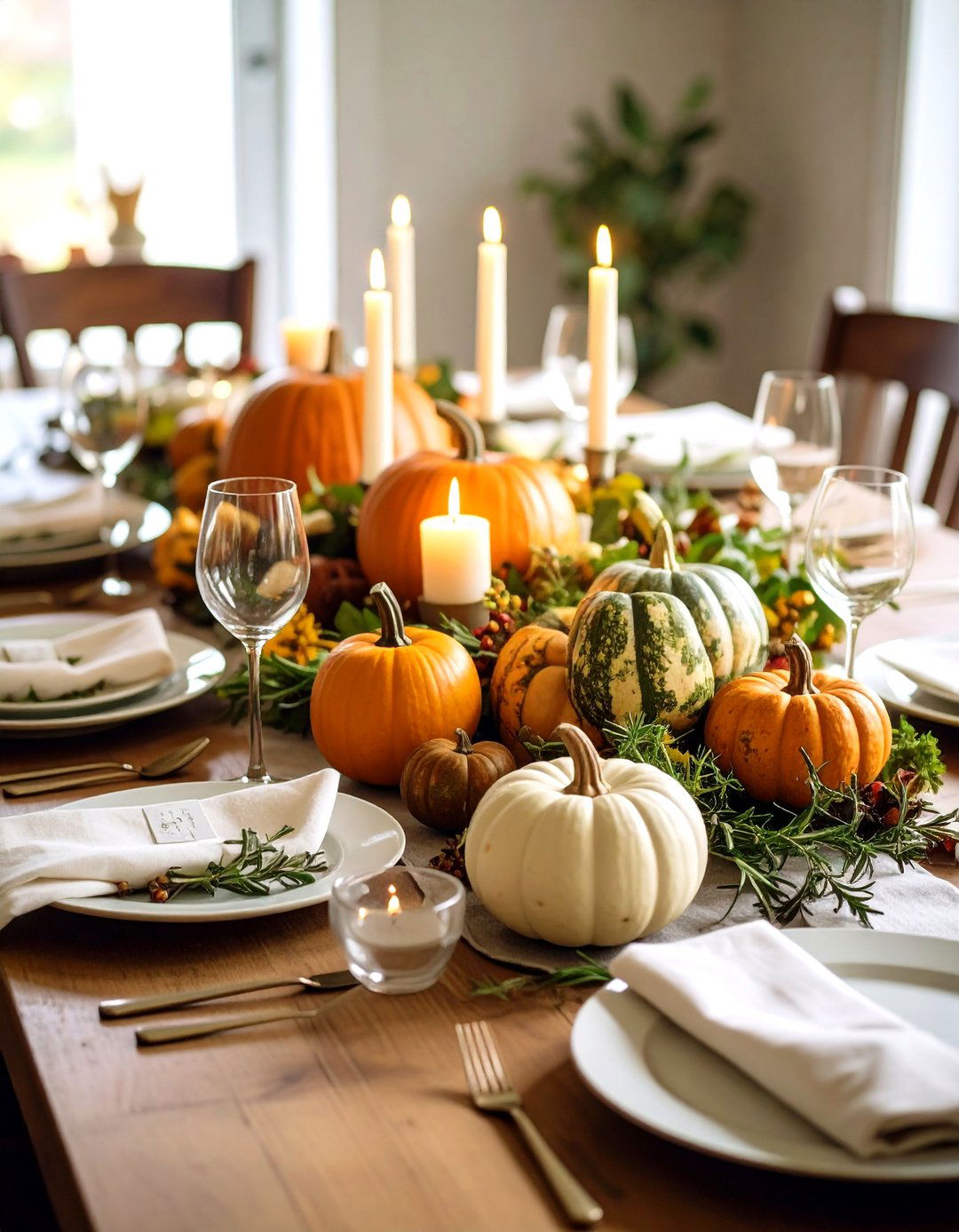 Rustic Pumpkin and Gourd Display - 20 Thanksgiving Centerpiece Ideas