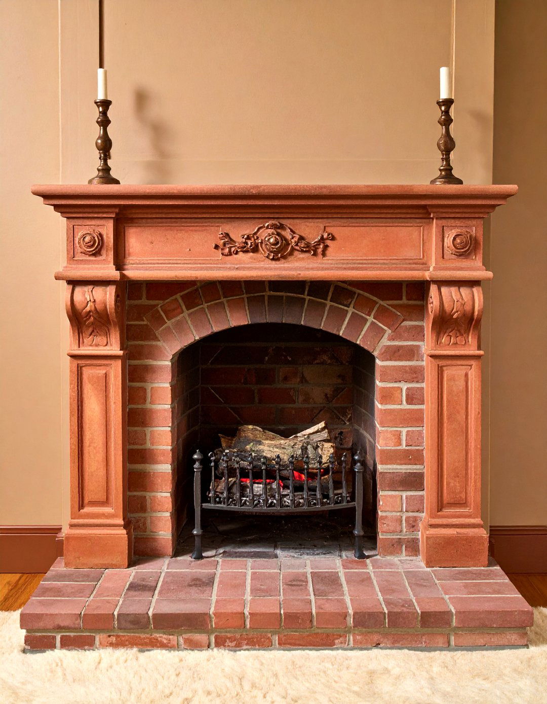 Rustic Reclaimed Terracotta Fireplace Hearth - 20 Fireplace Tile Ideas