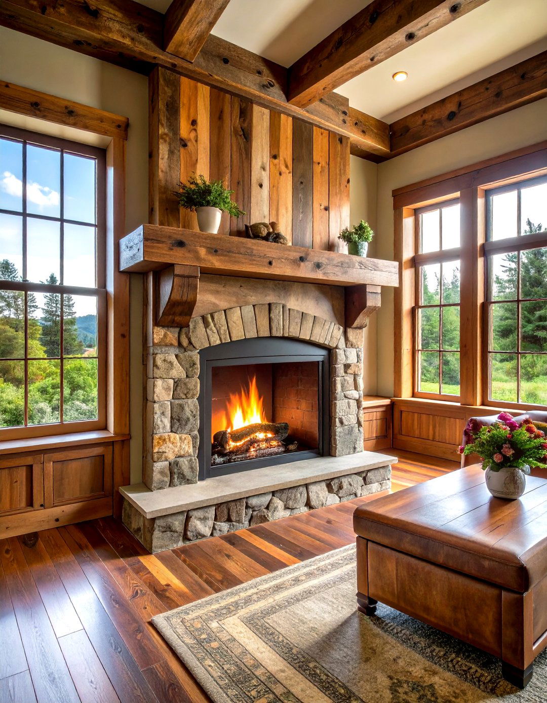 Rustic Reclaimed Wood Mantel - 20 Small Living Room Fireplace Ideas