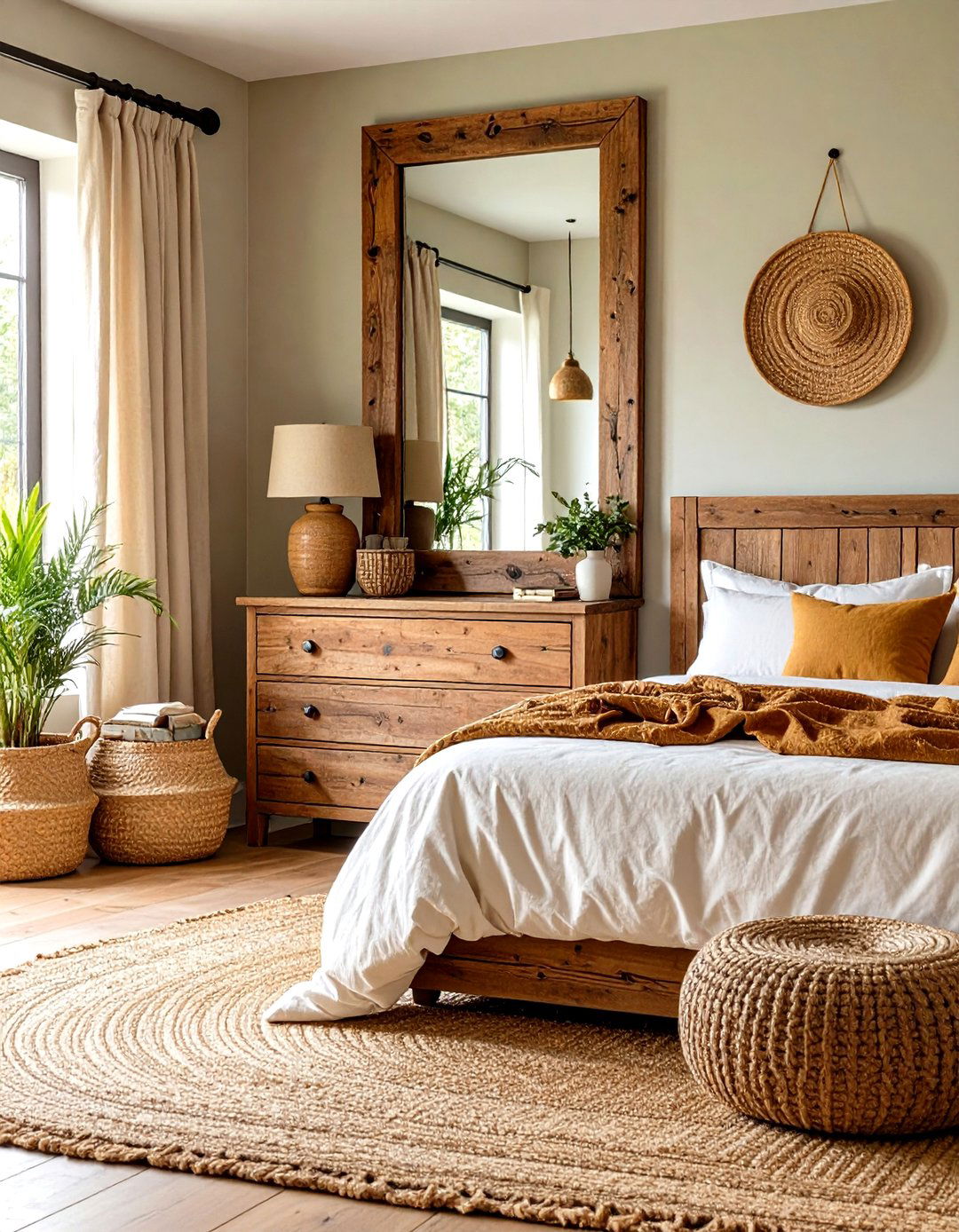 Rustic Reclaimed Wood Mirror Behind Nightstand Style - 20 Mirror Behind Nightstand Design Ideas
