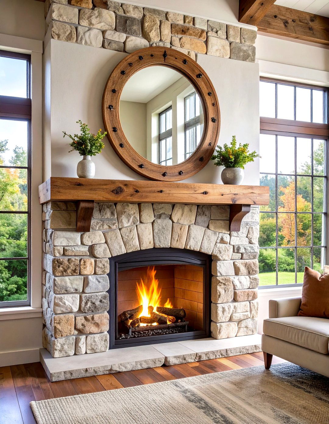 Rustic Reclaimed Wood Mirror Over Fireplace - 20 Mirror Over Fireplace Ideas
