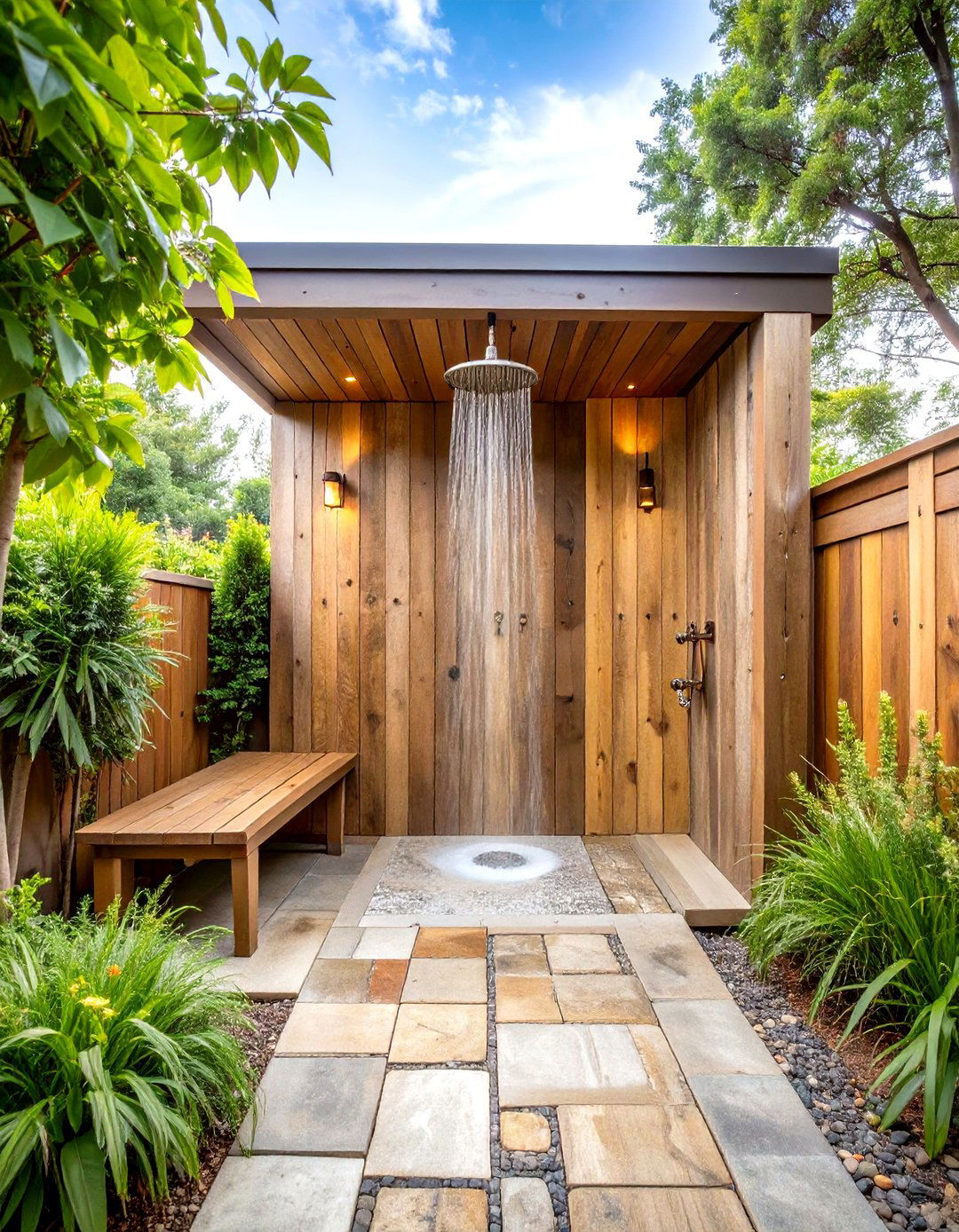 Rustic Reclaimed Wood Outdoor Shower - 20 Outdoor Shower Ideas