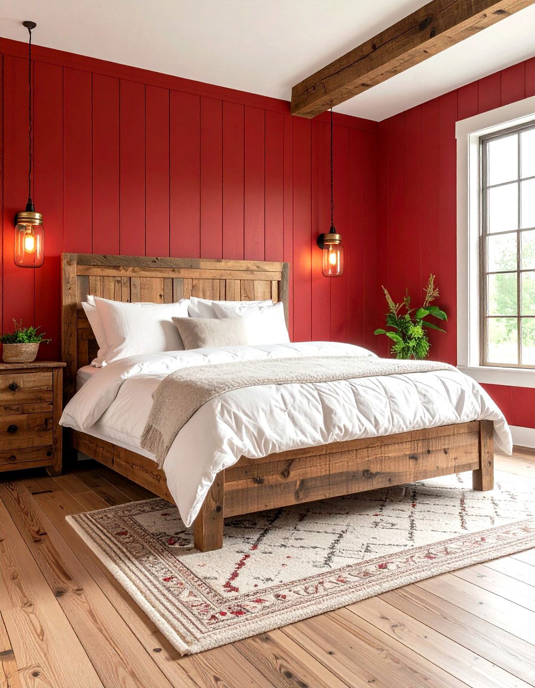 Rustic Red Bedroom with Farmhouse Appeal - 20 Red Bedroom Ideas