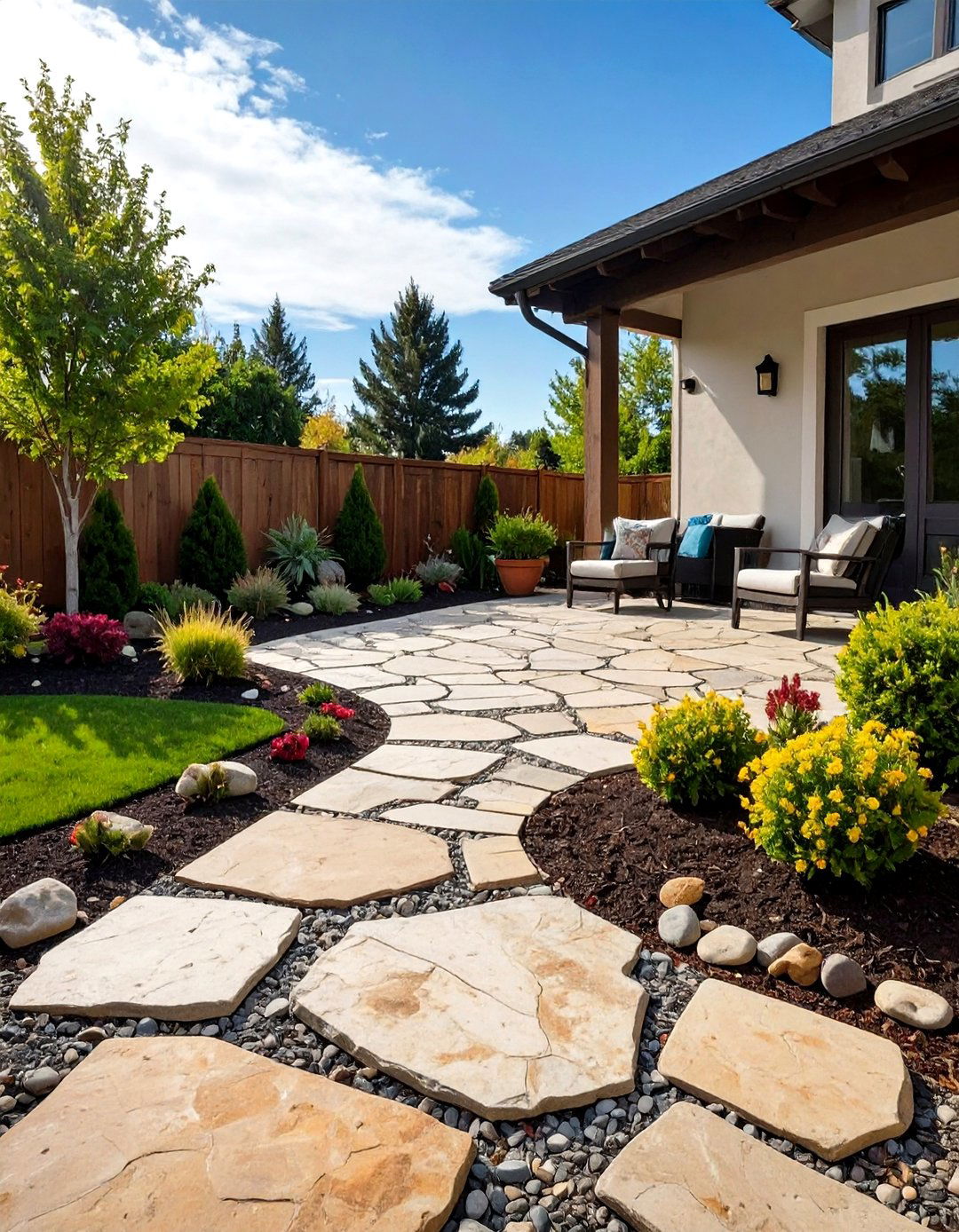 Rustic Rough Cut Stone Patio - 20 Stone Patio Ideas