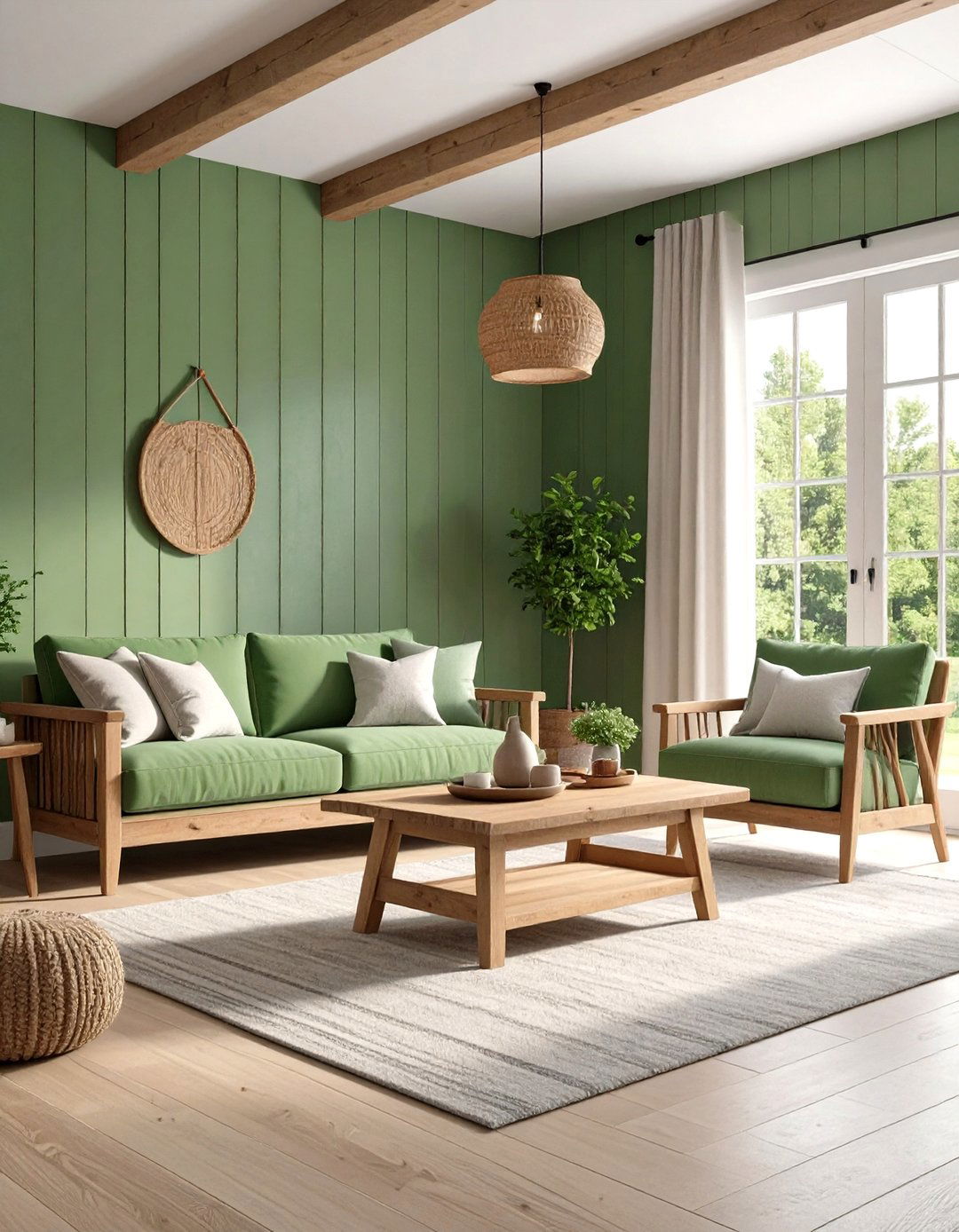 Rustic Sage Green Living Room with Farmhouse Shiplap Walls - 20 Rustic Sage Green Living Room Ideas