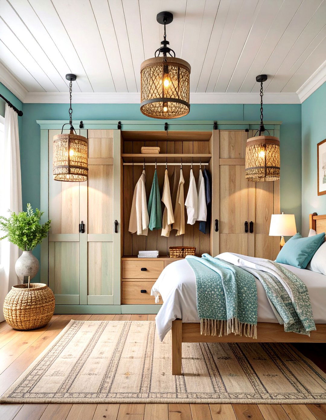 Rustic Shiplap Cocoon - 20 Built-in Wardrobe Ideas Around a Bed