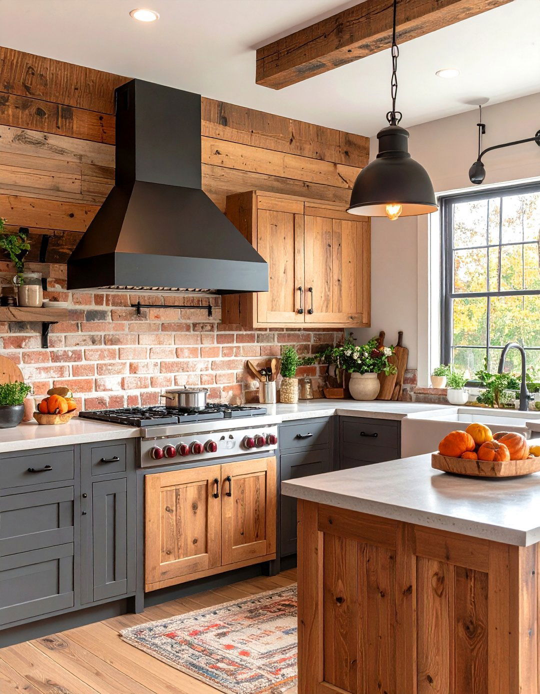 Rustic Shiplap with Exposed Brick - 20 Shiplap Backsplash Ideas for Your Kitchen