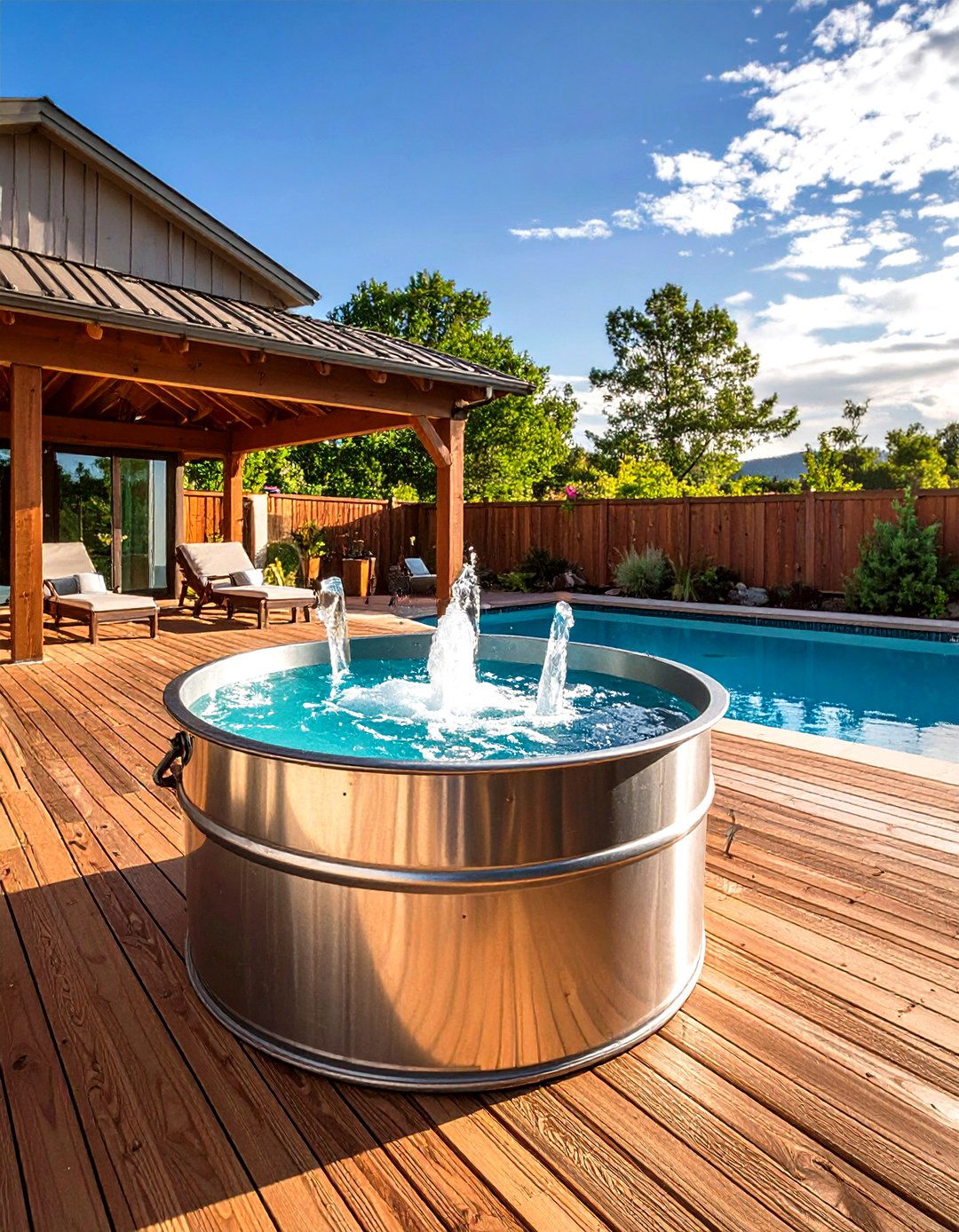 Rustic Stock Tank Pool Fountains Budget Friendly Pool Feature - 20 Pool Fountain Ideas