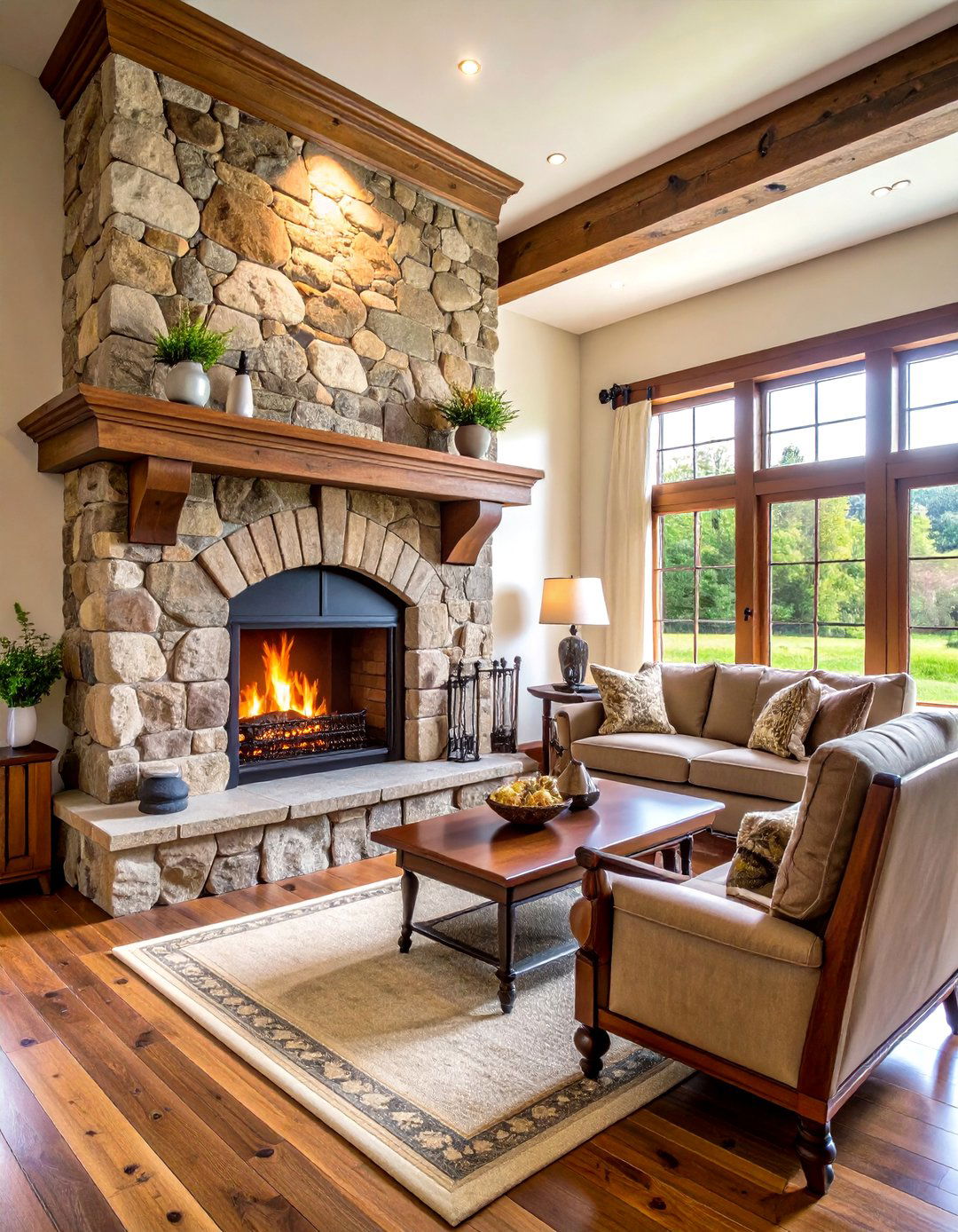 Rustic Stone Castle Living Room Fireplace Surround - 20 Castle Living Room Ideas