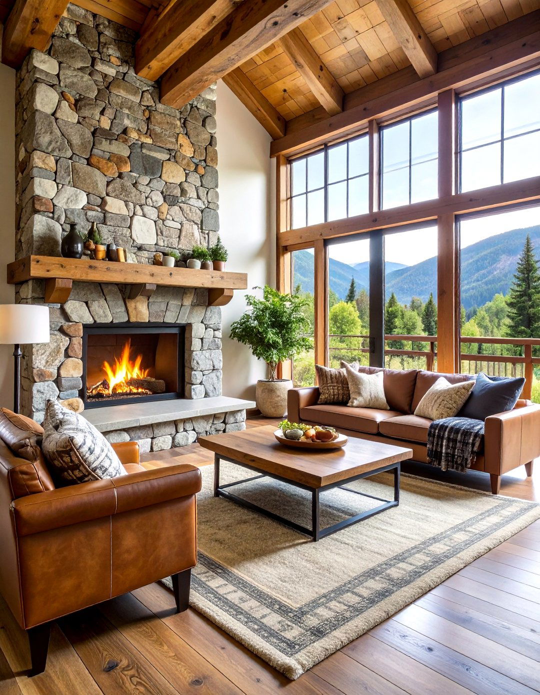 Rustic Stone Living Room Fireplace - 20 Living Room Fireplace Ideas