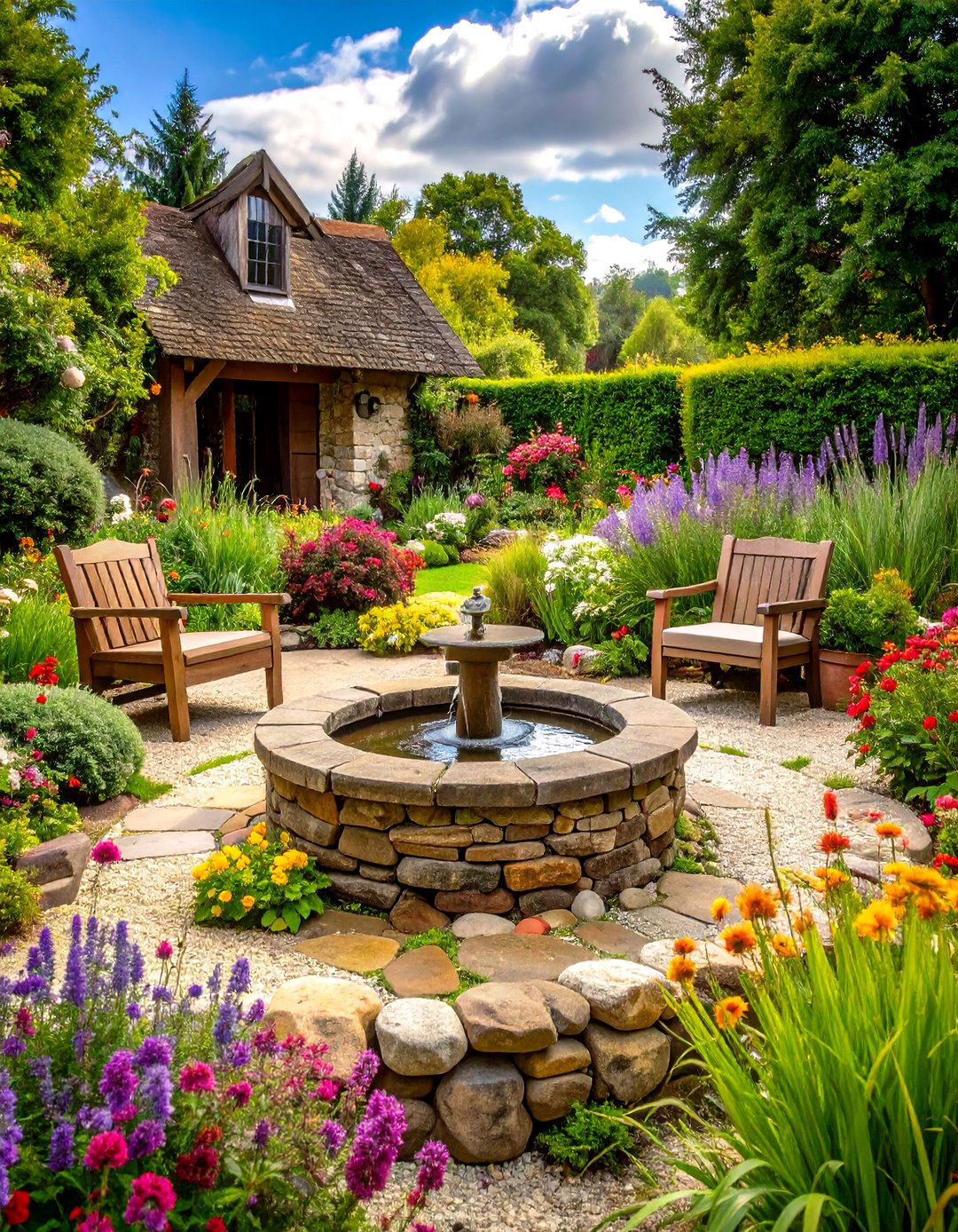 Rustic Stone Mill Water Feature with Recirculating Basin - 20 Water Feature Ideas