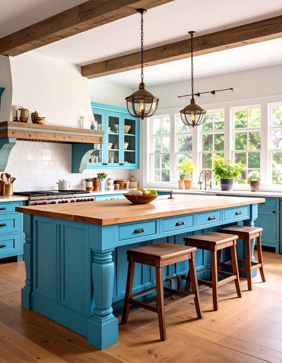 Rustic Stone Top Farmhouse Island Marries Texture and Durability - 20 Farmhouse Kitchen Island Ideas