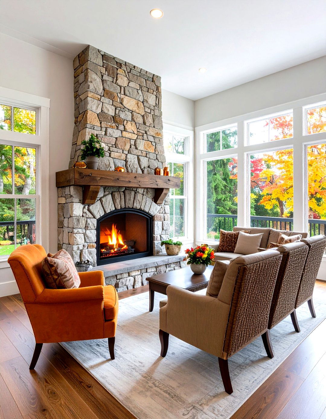 Rustic Stone Two Room Hearth - 20 Double-sided Fireplace Ideas