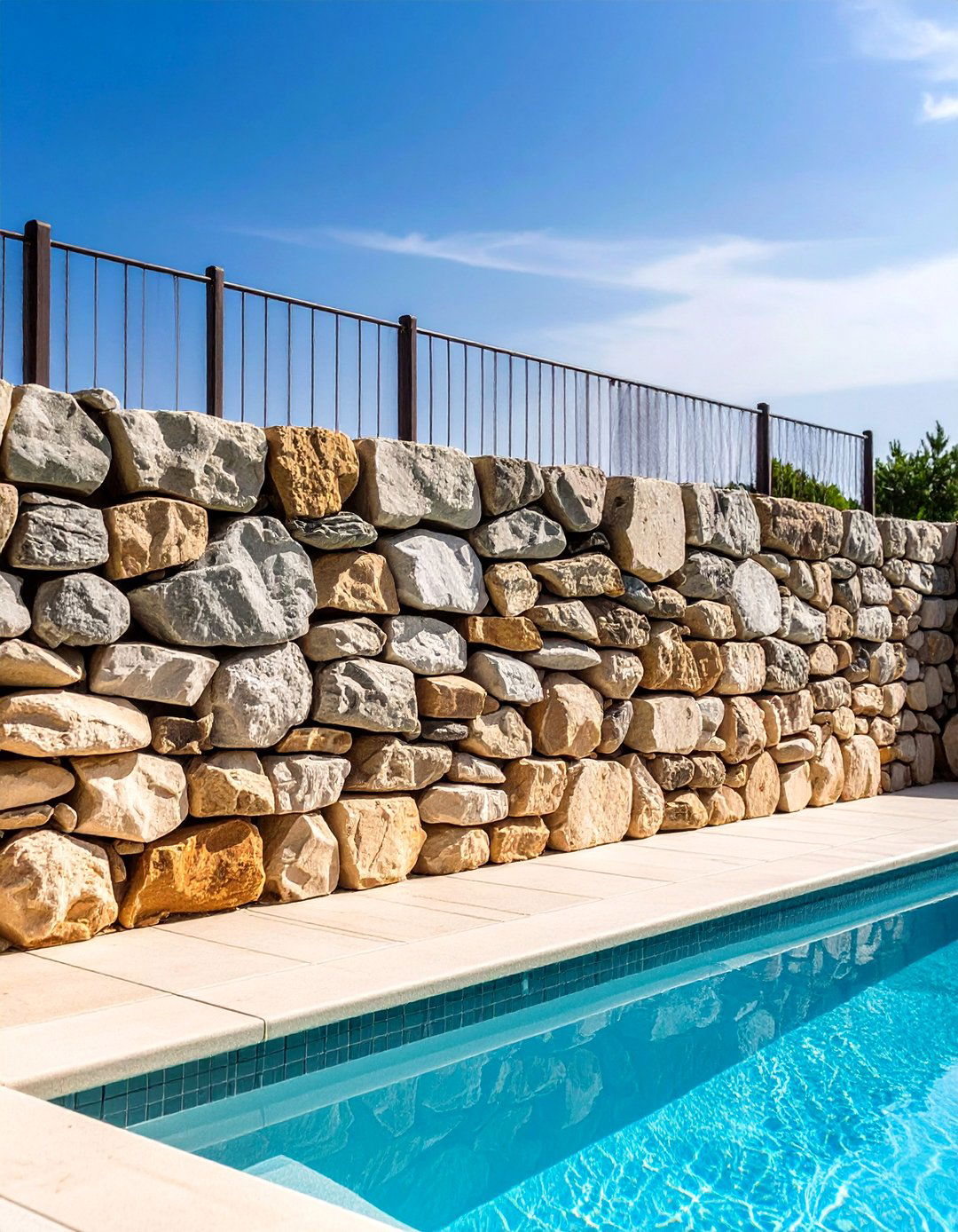 Rustic Stone Wall Fences - 20 Pool Fence Ideas
