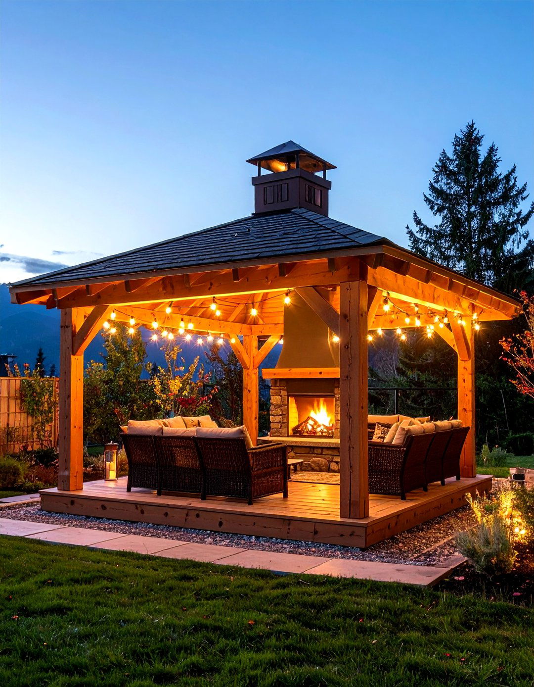 Rustic Timber Frame Gazebo With Crackling Wood Burner - 20 Gazebo With Fireplace