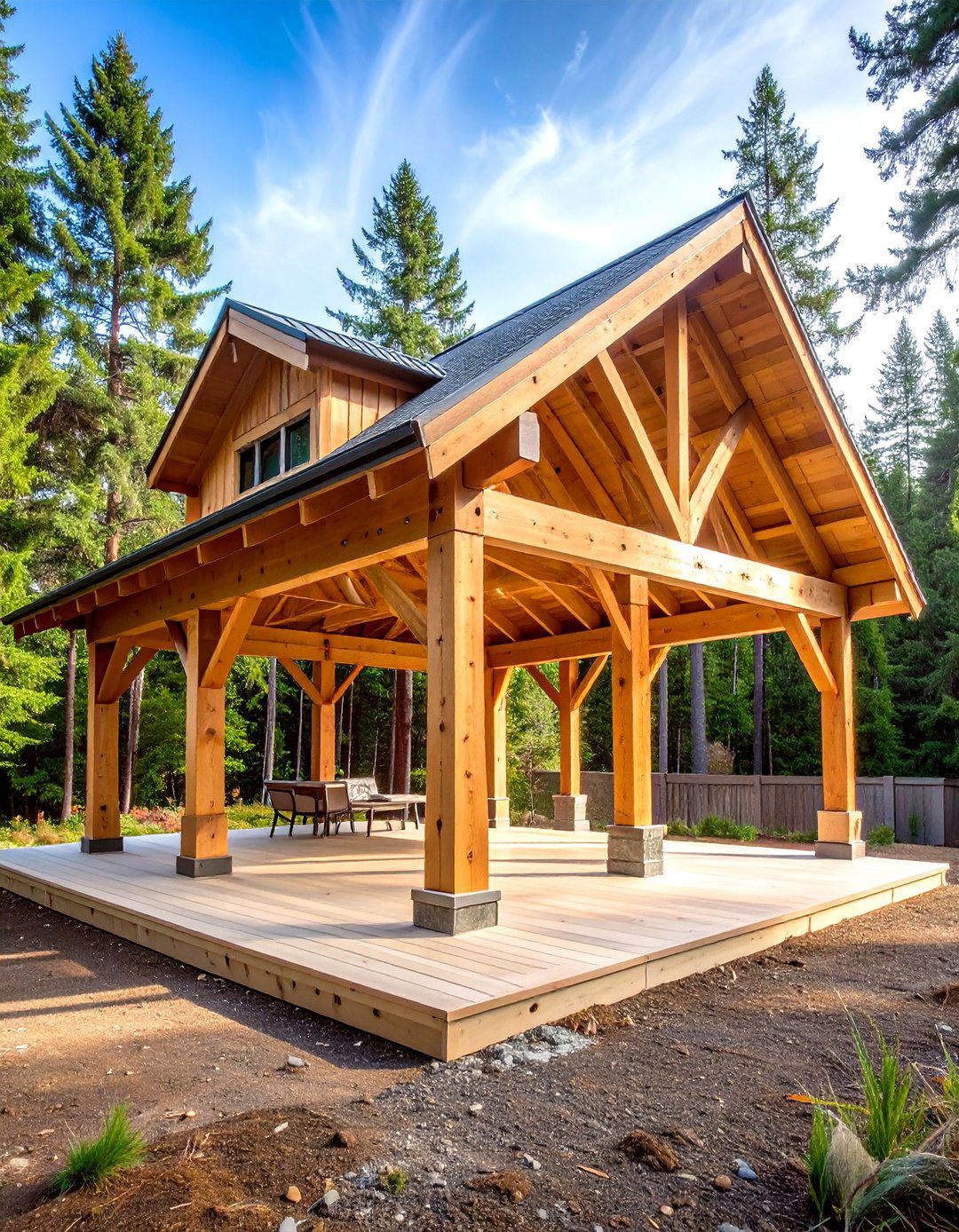 Rustic Timber Frame Outdoor Pavilion - 20 Outdoor Pavilion Ideas