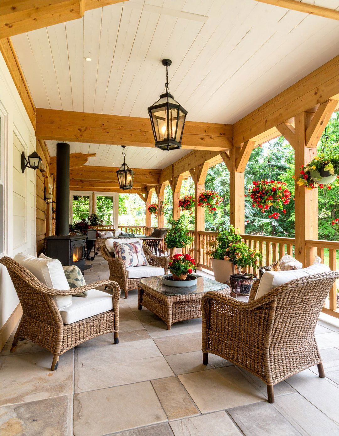 Rustic Timber Lodge Porch That Channels Cabin Warmth - 20 Enclosed Porch Ideas