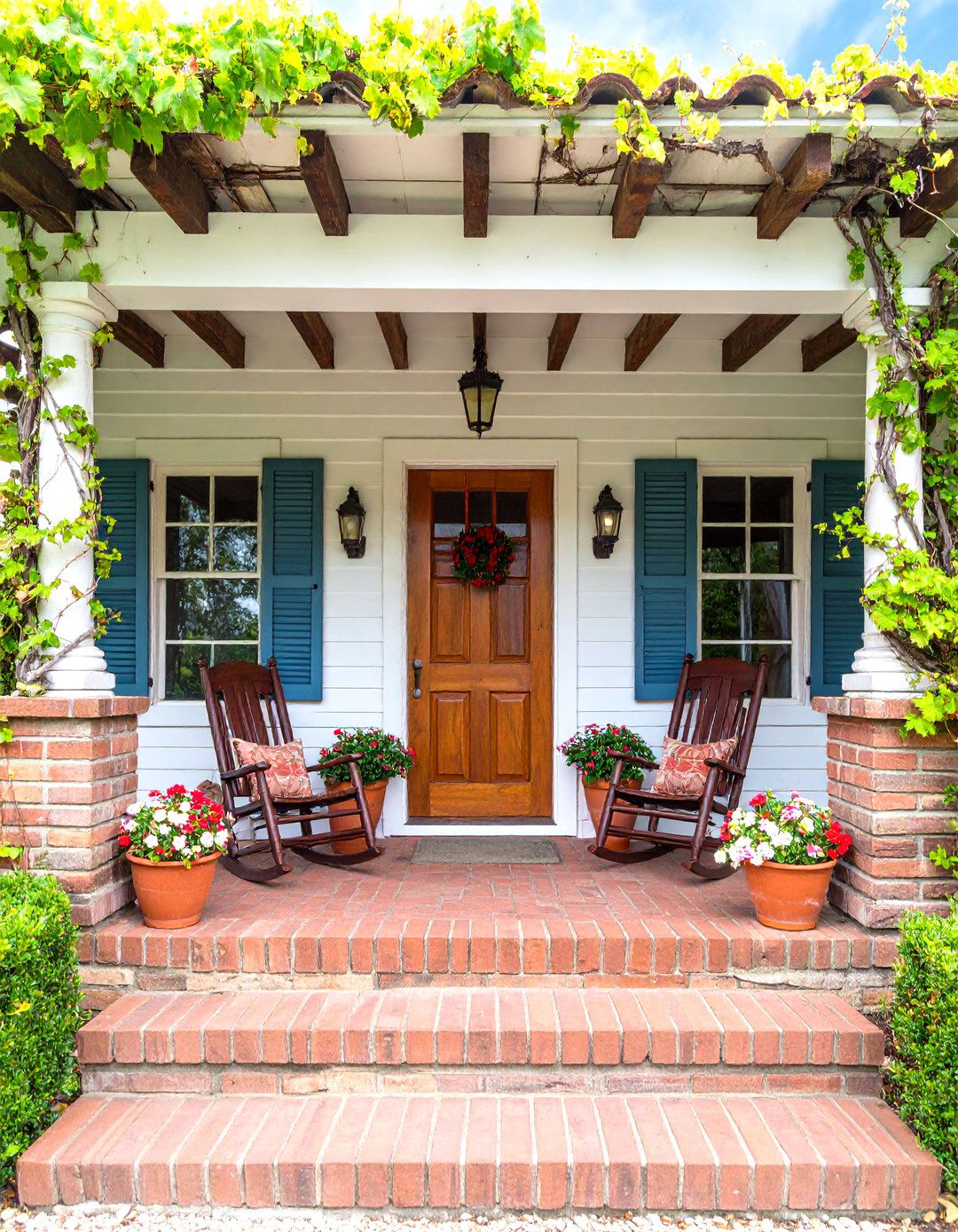 Rustic Timber Pergola Spanish Style Front Porch - 20 spanish style front porch ideas