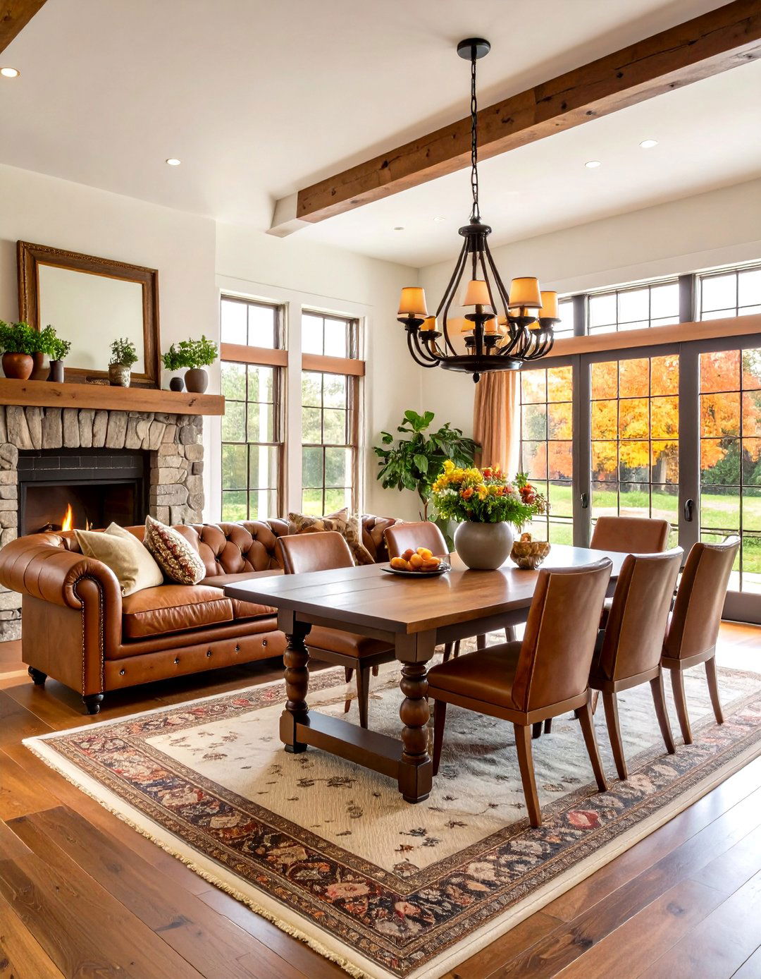 Rustic Traditional Living Room Dining Room Combo - 20 Living Room Dining Room Combos