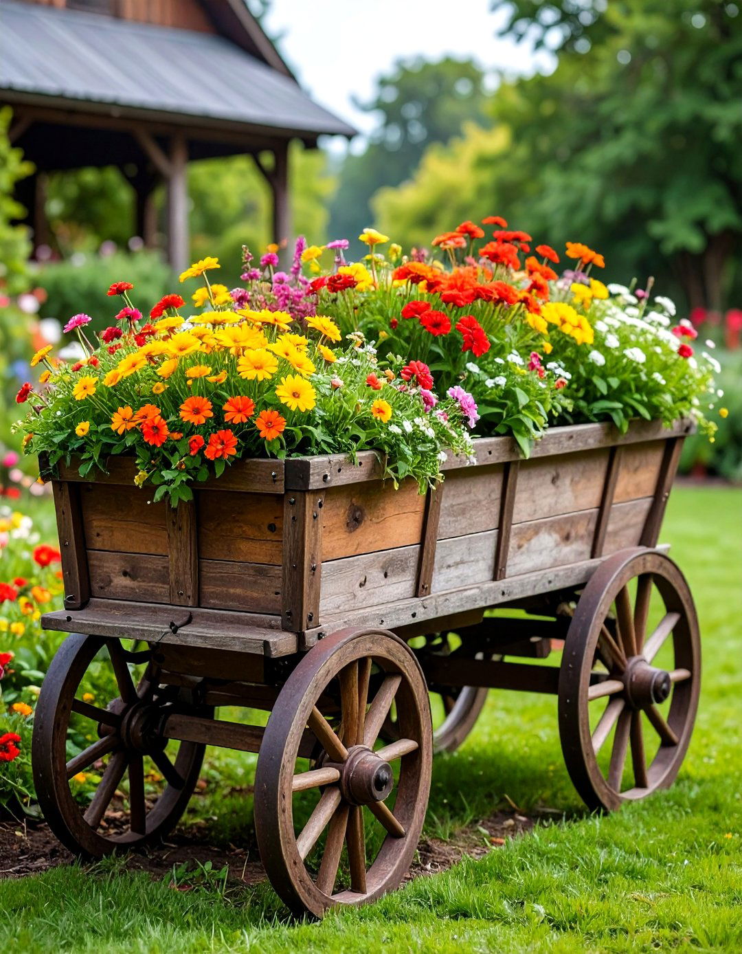Rustic Wagon Planter Garden Centerpiece - 20 Garden Centerpiece Ideas