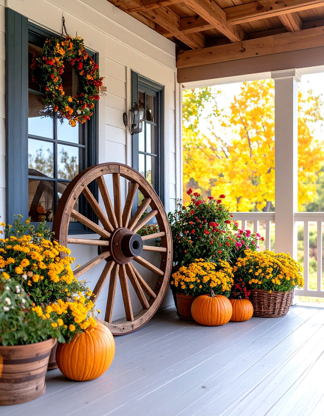 Rustic Wagon Wheel Patio Fan with Western Flair - 20 Patio Fan Ideas