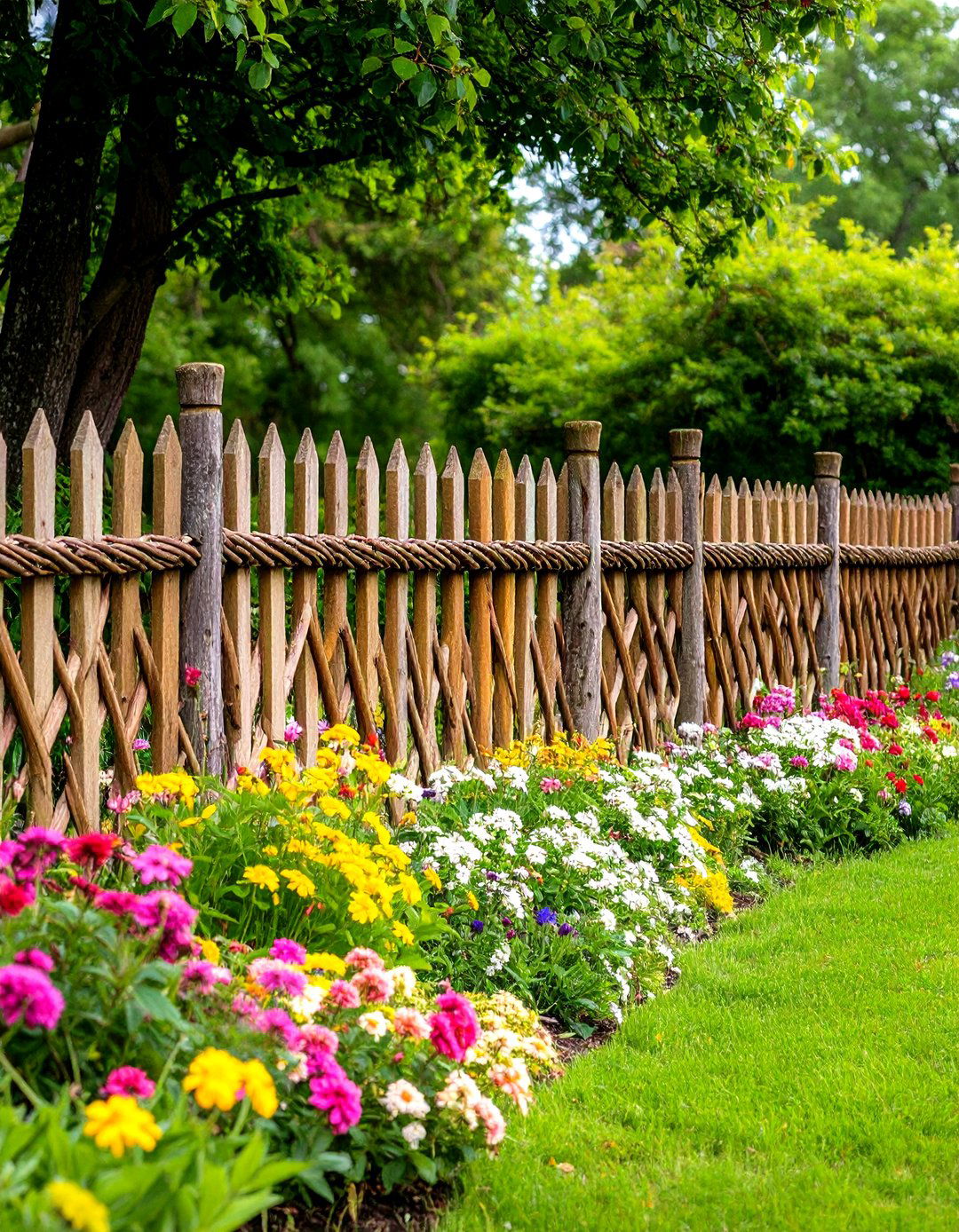 Rustic Wattle Willow Fence - 20 Small Garden Fence Ideas