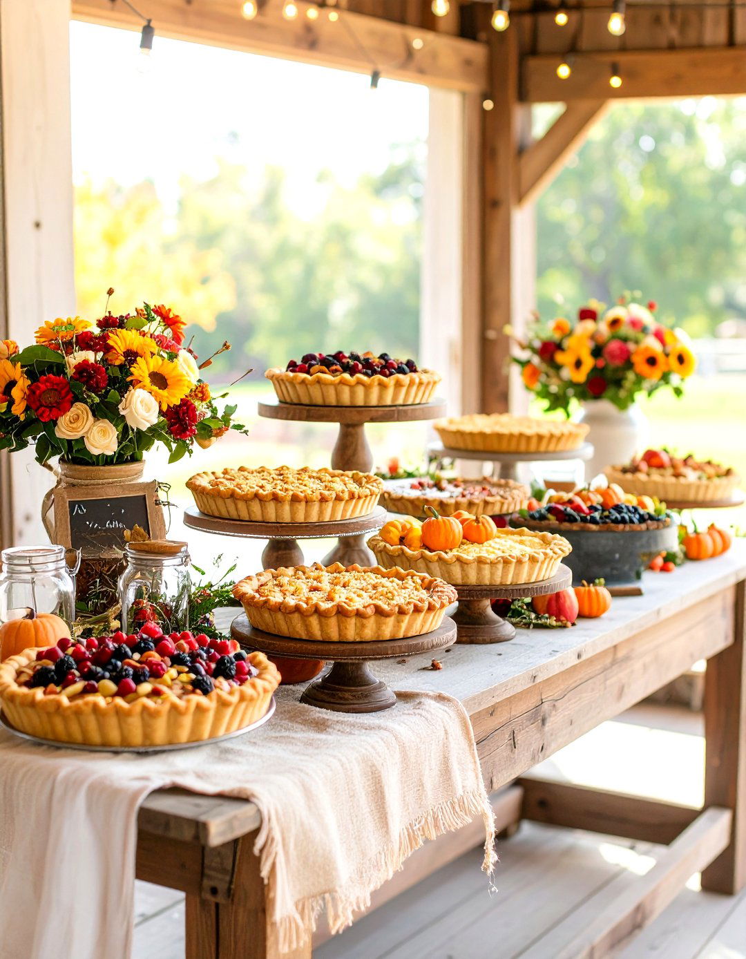Rustic Wedding Dessert Pie Station Spread - 20 Wedding Dessert Ideas