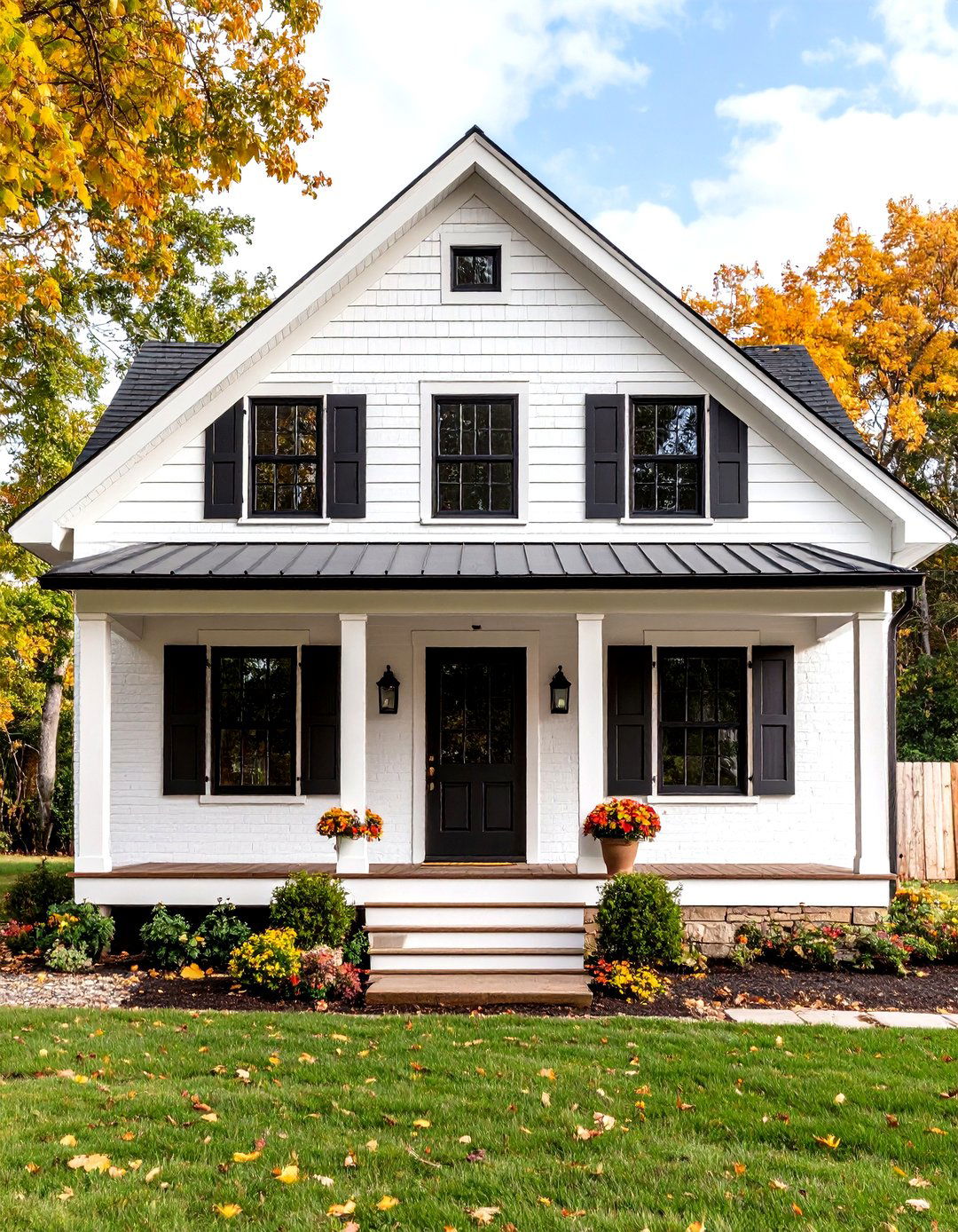 Rustic White Brick House With Black Trim and Wood Accents - 20 White Brick House With Black Trim