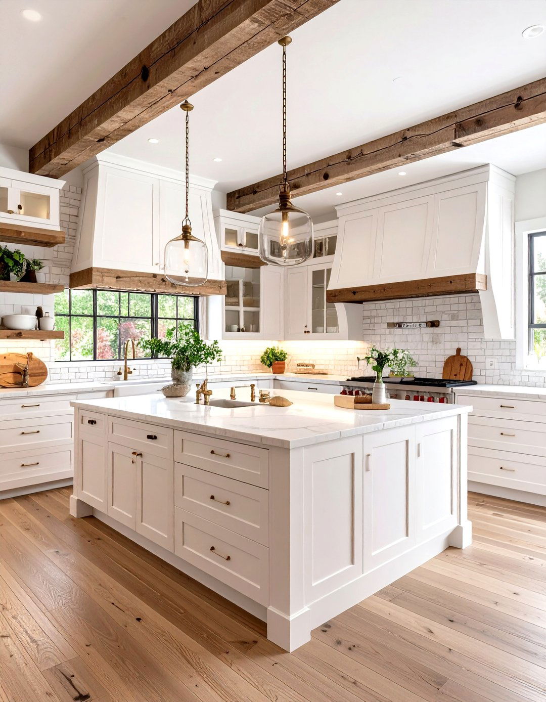 Rustic White Farmhouse Kitchen with Reclaimed Wood Elements - 20 White Farmhouse Kitchen Ideas