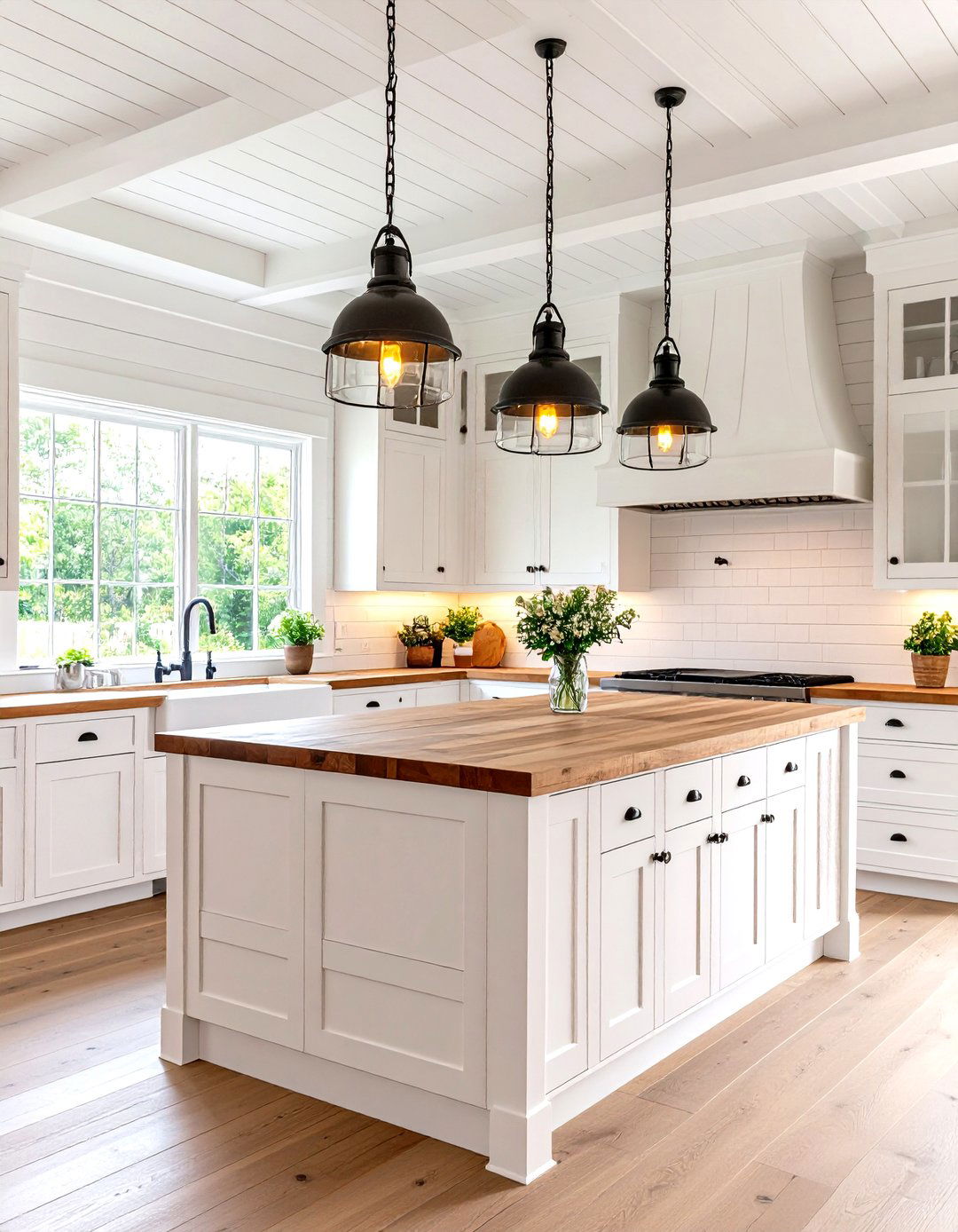 Rustic White Kitchen with Tongue and Groove Ceiling and Country Charm - 20 Rustic White Kitchen Ideas