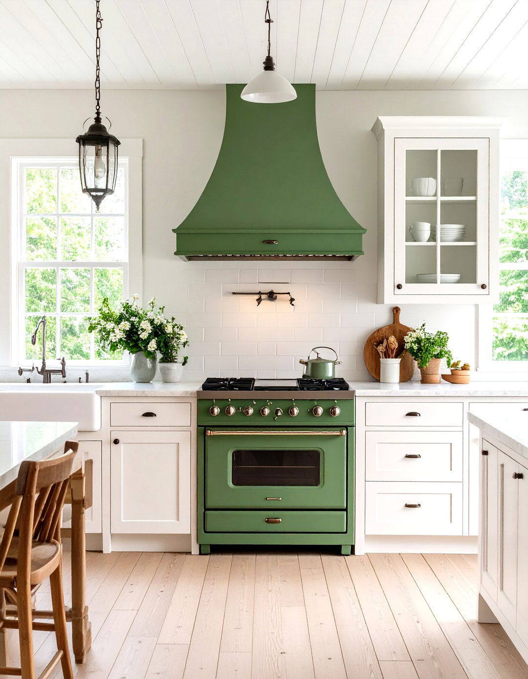 Rustic White Kitchen with Vintage Stove and Period Details - 20 Rustic White Kitchen Ideas