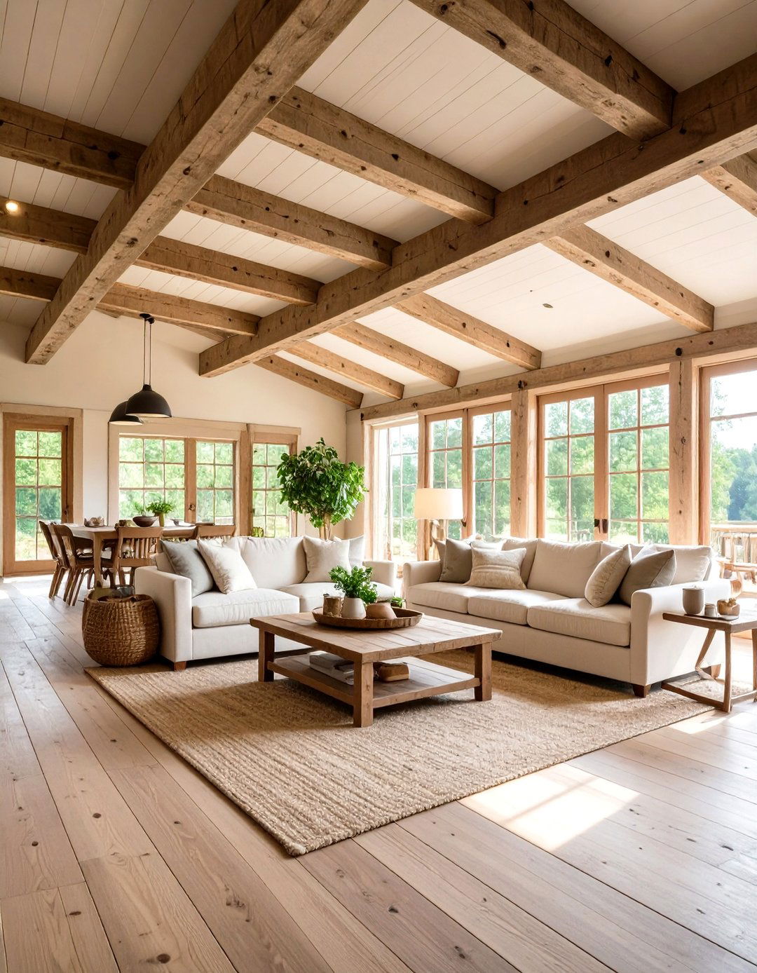 Rustic Wood Beam Sunroom Charm - 20 Farmhouse Sunroom Ideas