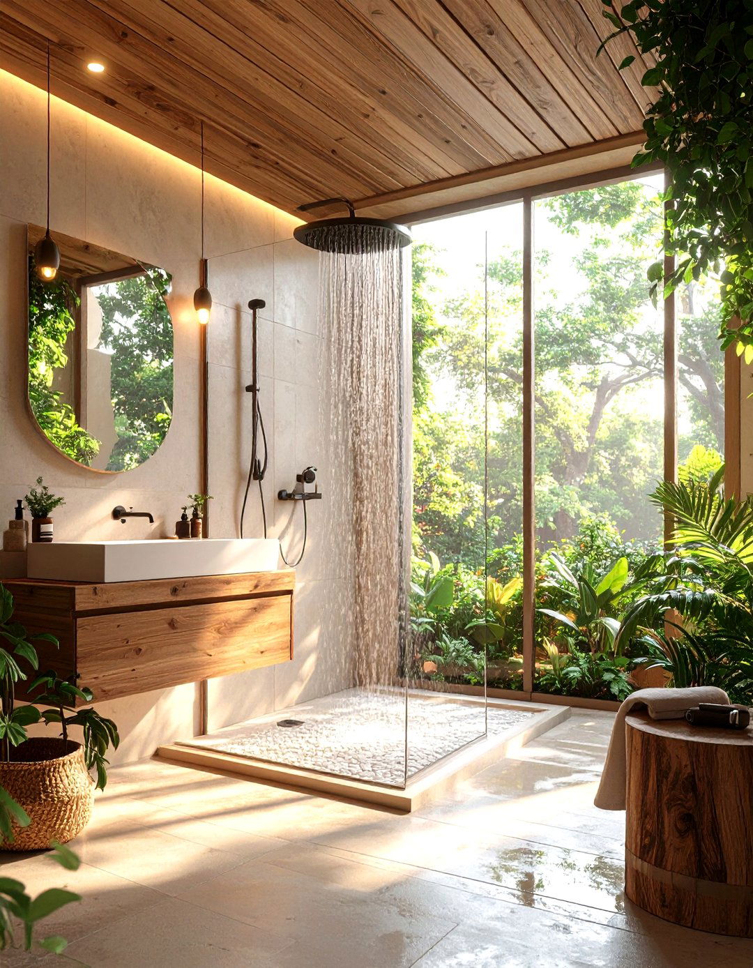 Rustic Wood Capped Warmth - 20 Half-wall Shower Ideas