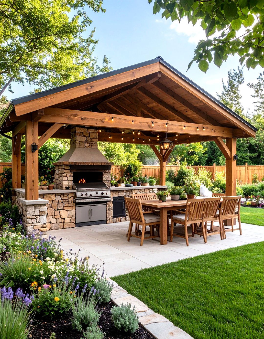 Rustic Wood Fired Pizza Oven Outdoor Kitchen with a Gazebo - 20 Outdoor Kitchen with a Gazebo Ideas