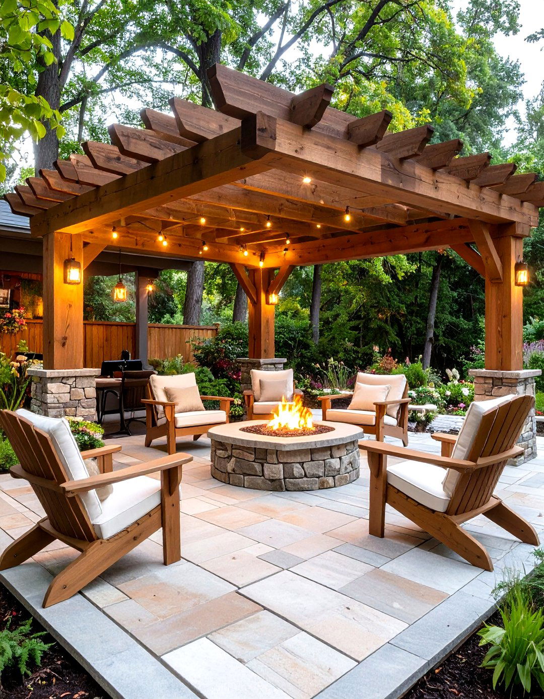 Rustic Wood and Stone Patio With a Pergola - 20 Patio With a Pergola Ideas
