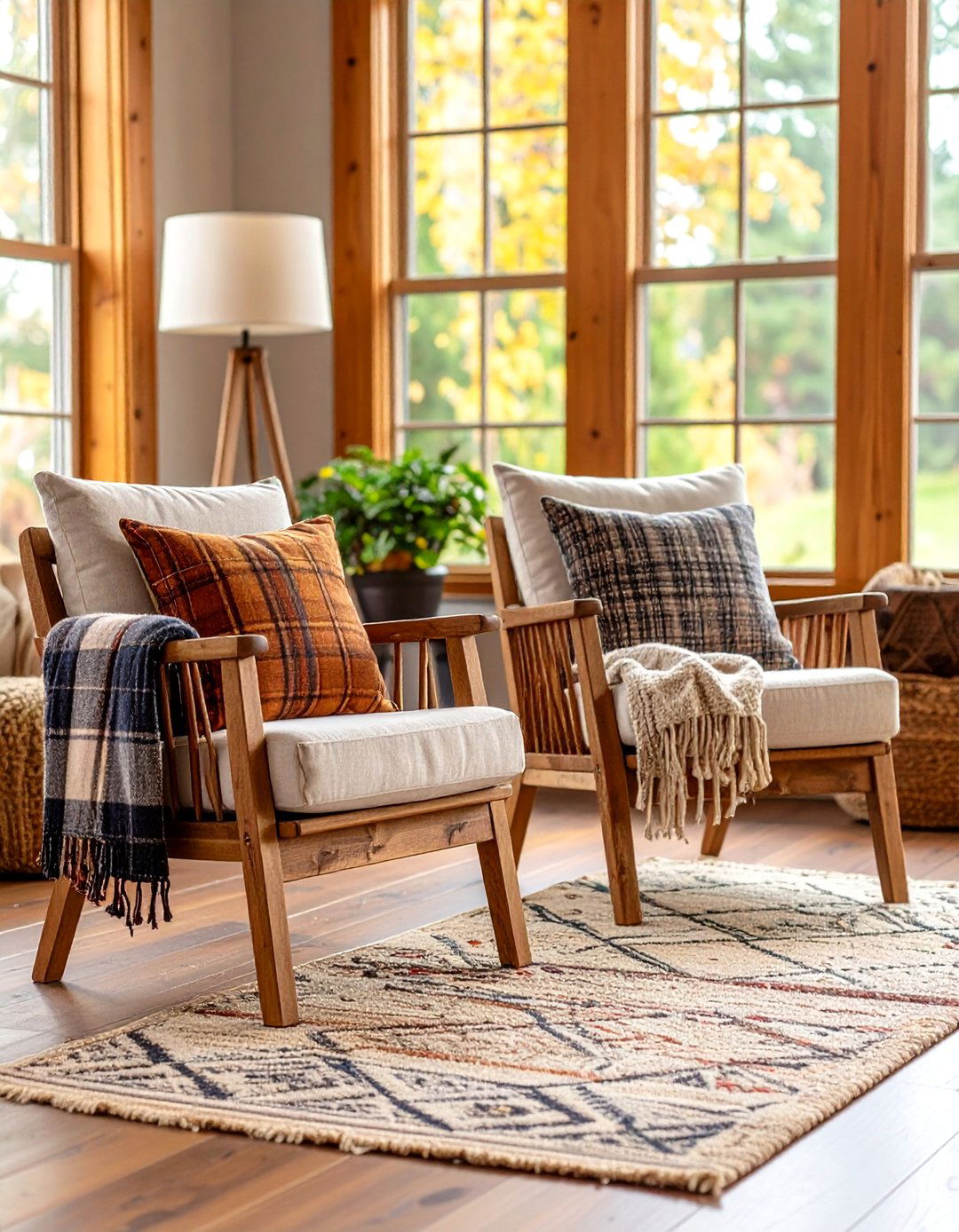 Rustic Wooden Chairs in Front of Fireplace - 20 Chairs in Front of Fireplace Ideas