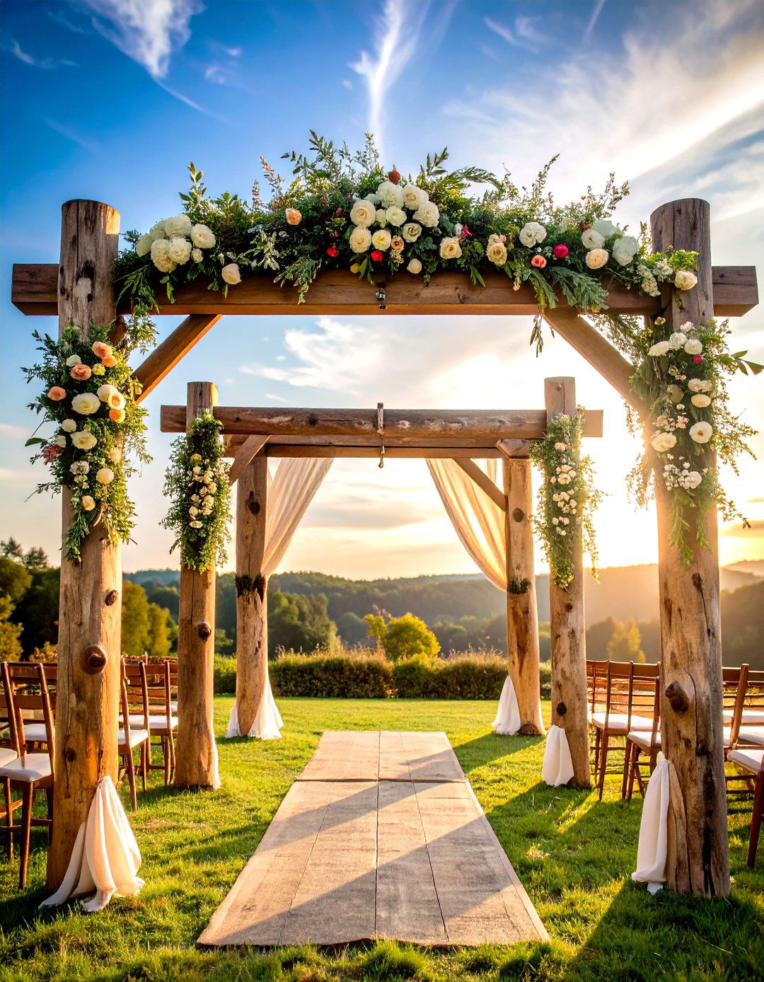 Rustic Wooden Frame Wedding Arch - 20 Wedding Arch Ideas