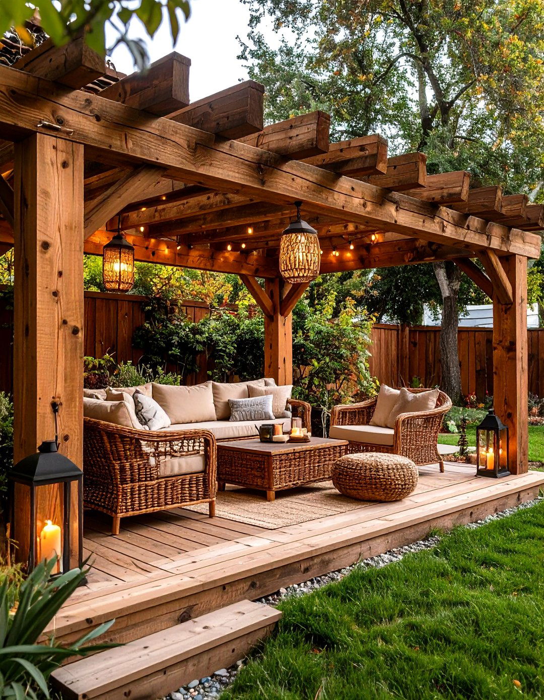 Rustic Wooden Pergola - 20 Small Patio Pergola Ideas
