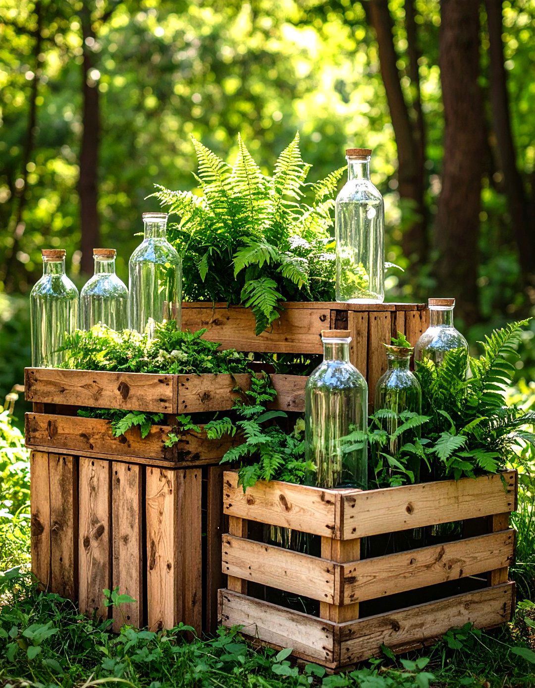 Rustic Wooden Stands with Greenery Cascades - 20 Tall Wedding Centerpiece Ideas