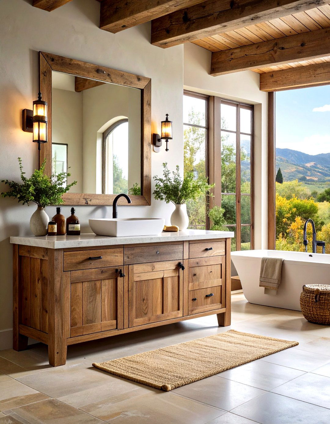 Rustic Wooden Vanities - 20 Tuscan Bathroom Ideas